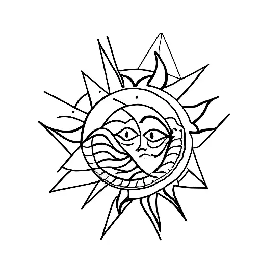 Basic Outline Of Sun Inside Triangle