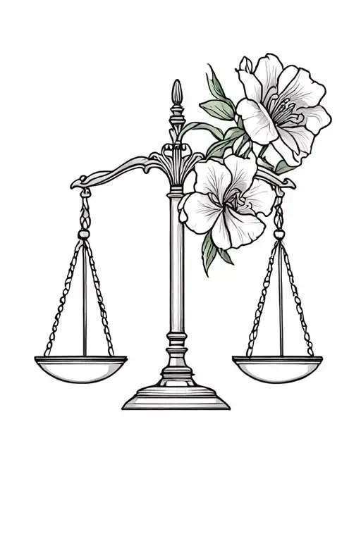 Justice Scales With Carnations Iris Lily