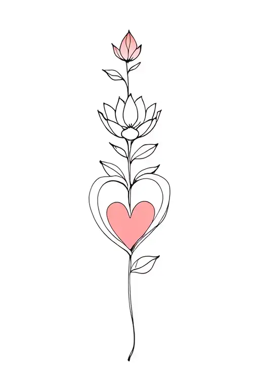 Lotus Flower And Love Heart And Letter I
