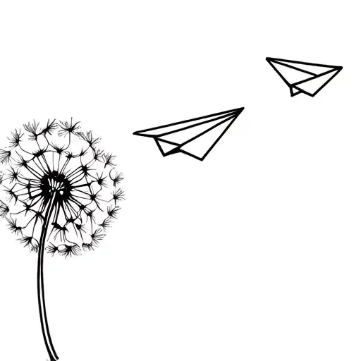 Dandelion And Paper Airplane Flying