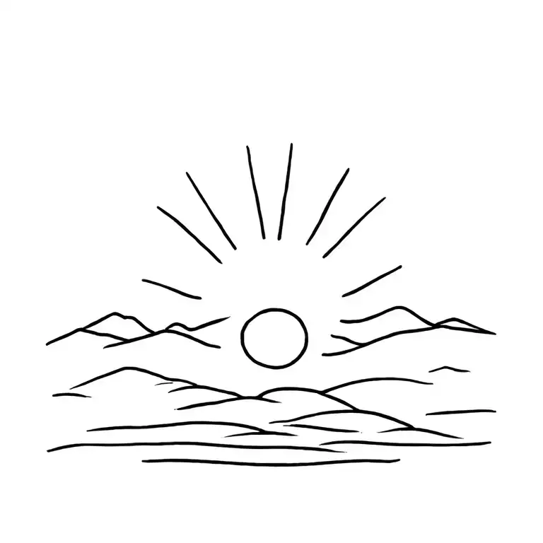 Landscape With Sun In The Middle Line