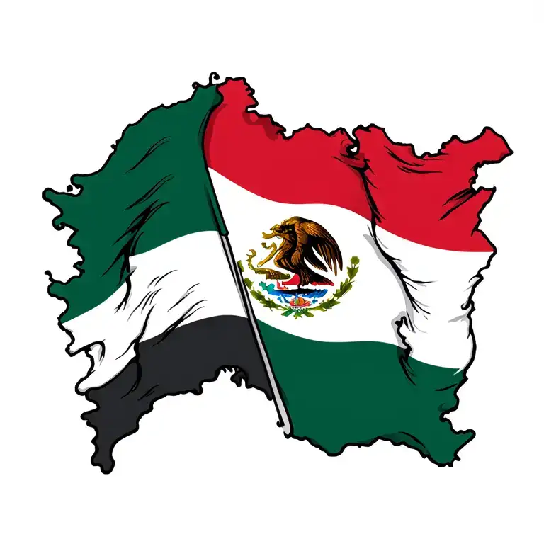 England And Mexico Flag Intertwined