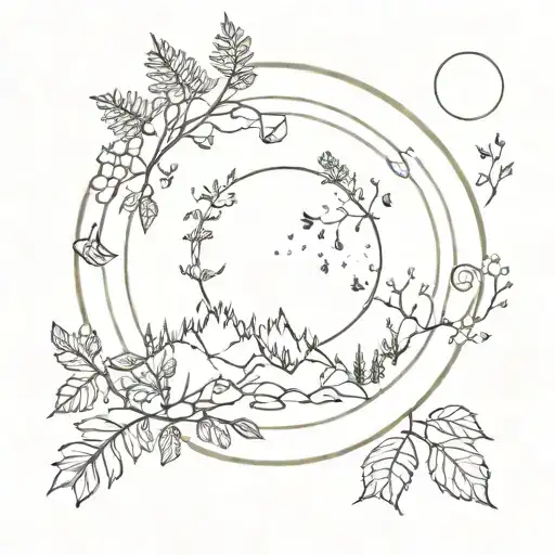 All Four Seasons Changing In Circle