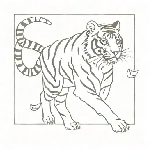 Tiger Carrying A Peach In Its Mouth While Walking Towards