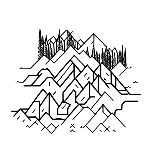 A Minimalist Tattoo Of Landscape Line On Mountains