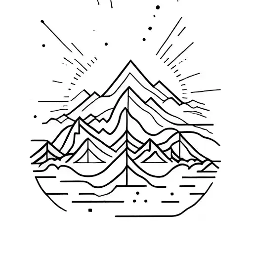 A Minimalist Tattoo Of Mountains Drawn With One Single Horizon Line