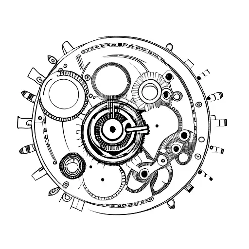 Mechanical Gears Forming A Guitar With A Clock Face As The Soundhole