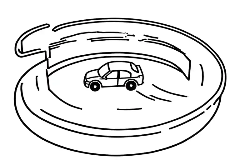 Car Going Around A Roundabout