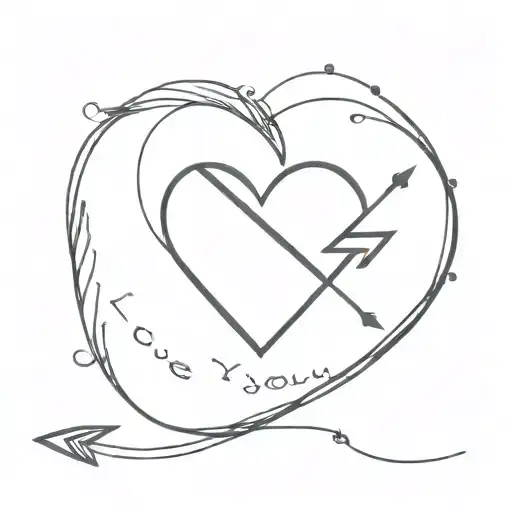 Simple Half Of A Heart Shape With The Line As An Arrow With The Words I Love You