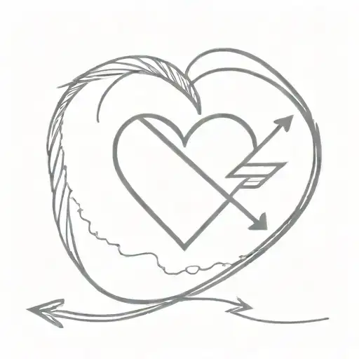 Simple Half Of A Heart Shape With The Line As An Arrow With The Words I Love You