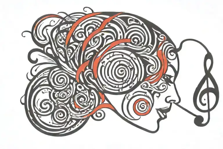 Music Tattoo For Side Of Head Black And Red