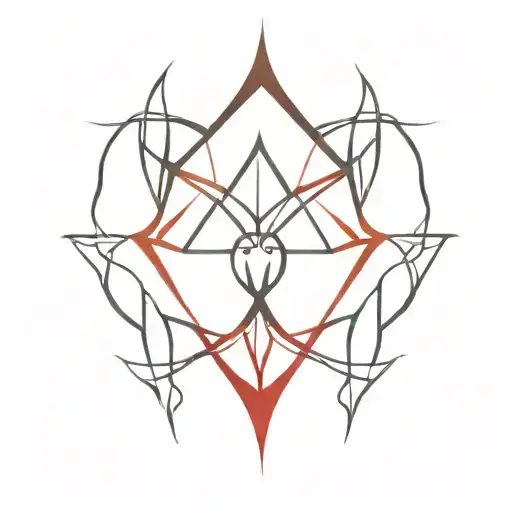 Black And Red Red Tribal Inspired Symmetrical Gothic Sharp