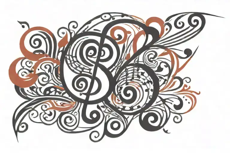 Music Tattoo For Side Of Head Black And Red