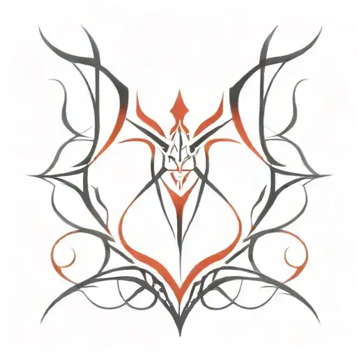 Black And Red Red Tribal Inspired Symmetrical Gothic Sharp