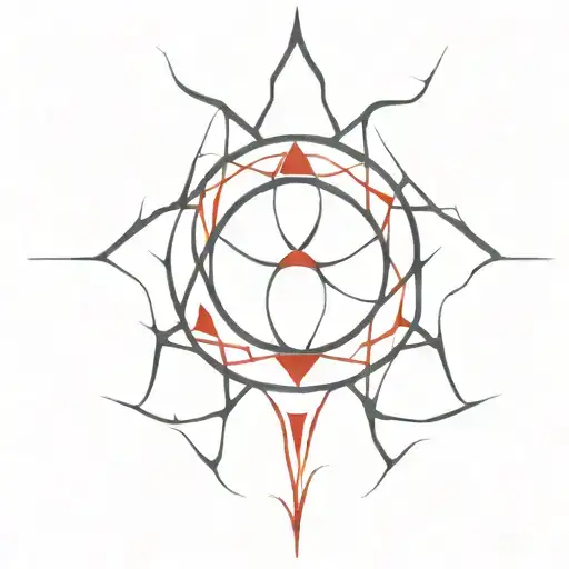 Black And Red Red Tribal Inspired Symmetrical Gothic Sharp