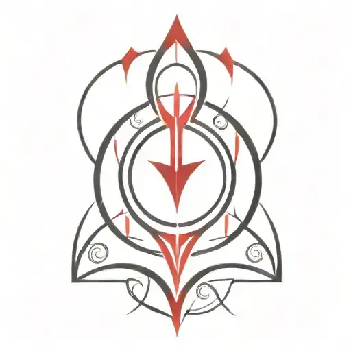 Black And Red Red Tribal Inspired Symmetrical Gothic Sharp