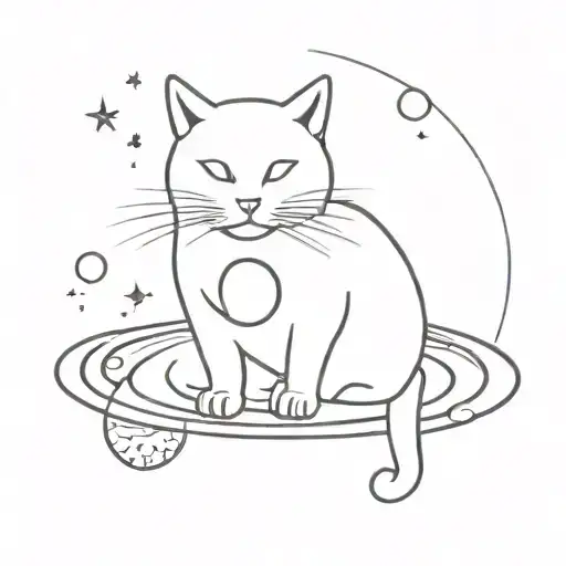 Cat Playing With A Planet Saturn