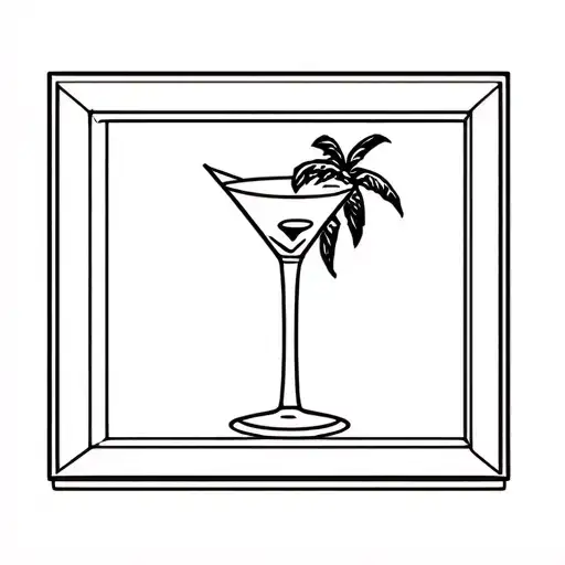 A Fairly Simple Tattoo Of A Window That Has Seen A Palm Tree A Martini Cocktail