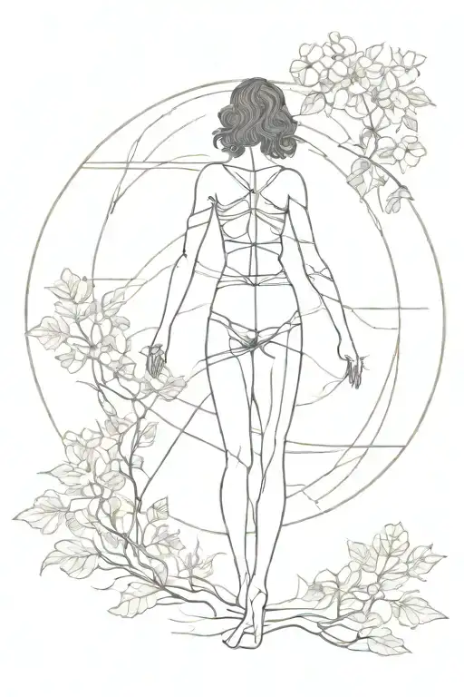 Vitruvian Woman Standing Proudly Surrounded By Nature