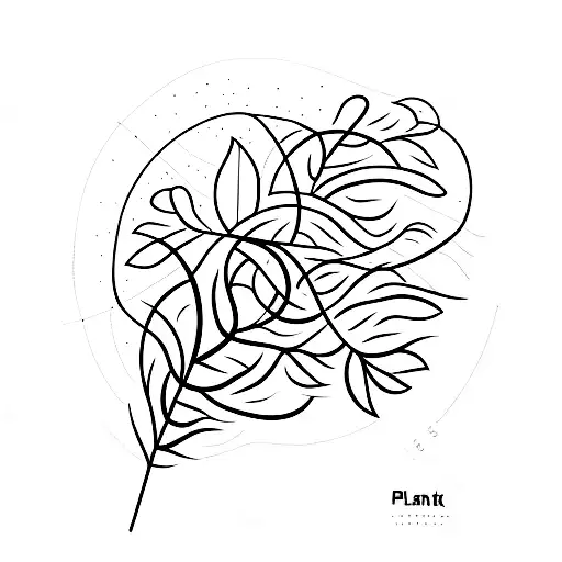 A Minimalist Tattoo Of A Data Visualization Graph Formed By Plant Stems And Leaves
