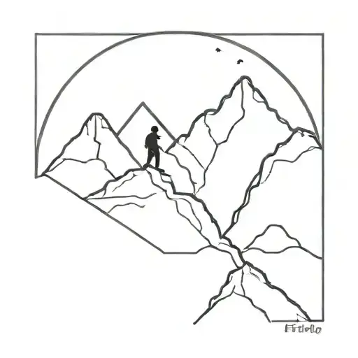 Man Climb Mountain With Two Peaks