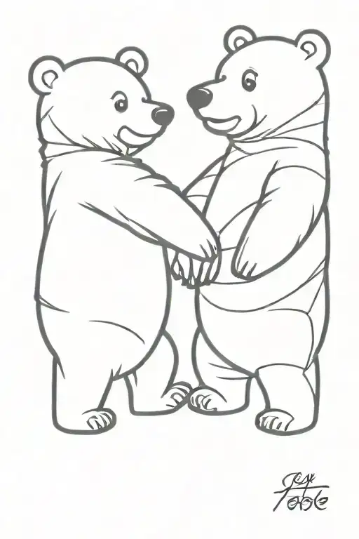 Cartoon Bears Holding Hands