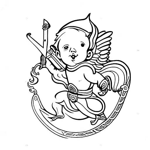 Cherub Throwing A Sword In Hand