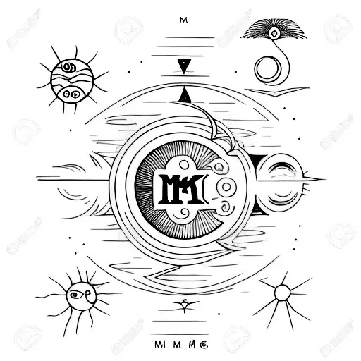 Initials M And K Plus The Sun Ant Moon