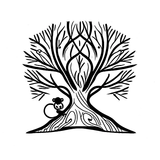 Tree With Two Monkeys And A Rat