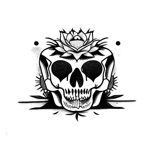 Cactus Skull And Flowers