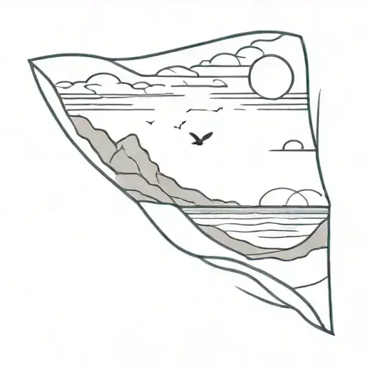 A Serene Ocean Scene With A Peaceful Sunset In The Background