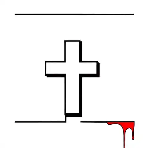 Simple Black Cross With Red Blood Outline On The Bottom Right To Represent The Blood Of Christ