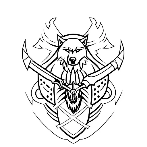 Shield With A Wolf And A Axe