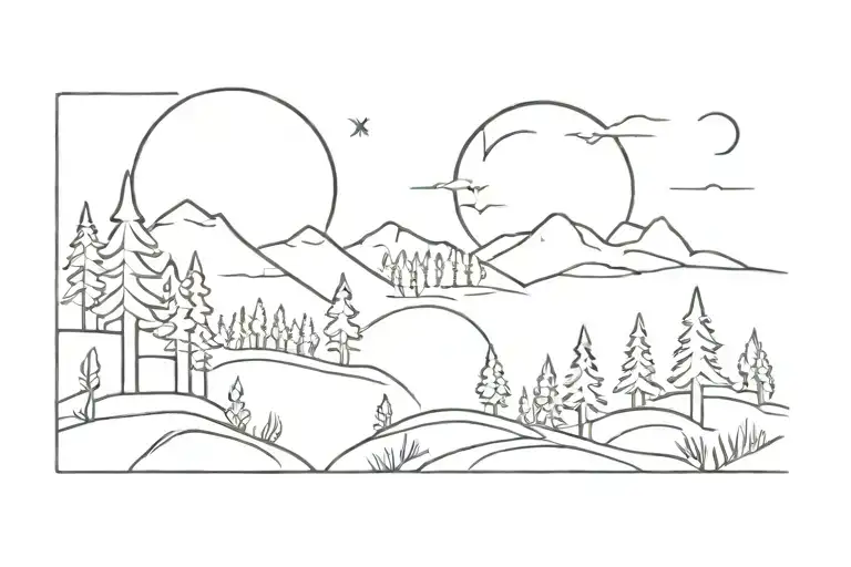 Moon And Forest Landscape