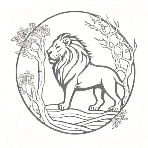 World Tree With A Roaring Lion