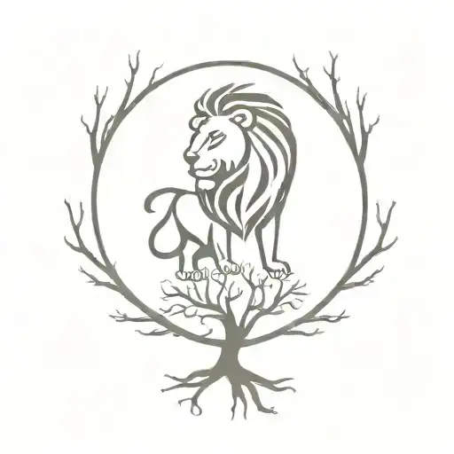 World Tree Growing Roots That Shape Into A Lion