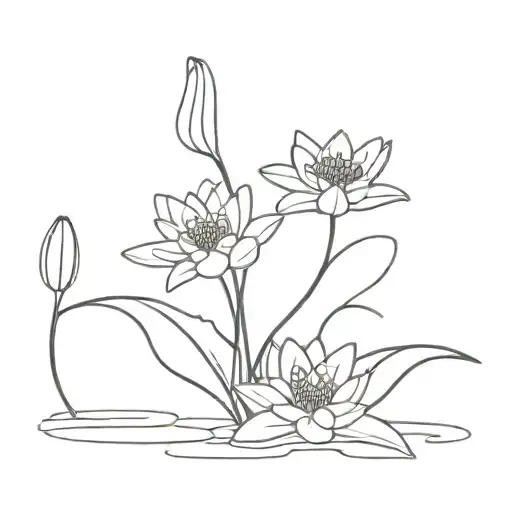 Cursive H Into Water Lily Stem Wrapped