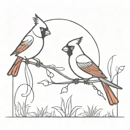 2 Cardinals And A Sun Rise