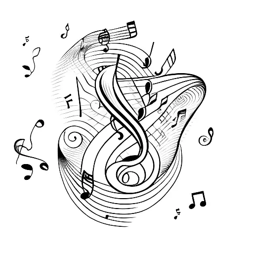 A Music Note Intertwined With Ocean Waves