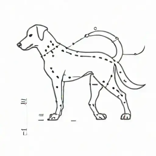A Minimalist Tattoo Design Of A Silhouette Of A Dog With Binary Code Incorporated Into The Outline