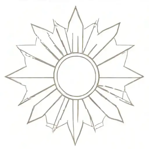 Minimalistic Sunburst Flag Fine Line Simple