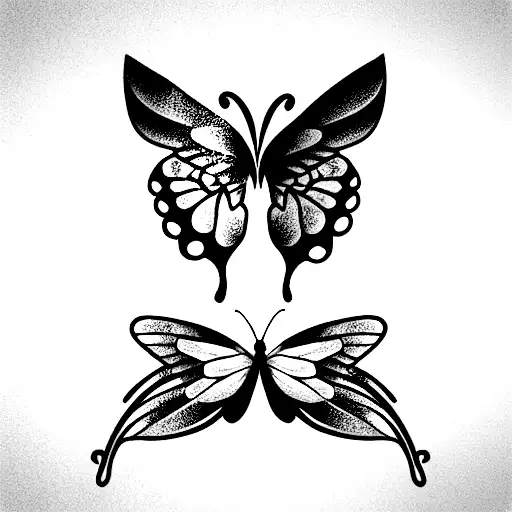 Female Figure With Left Wing Flowers And Right Wing Butterfly Wings