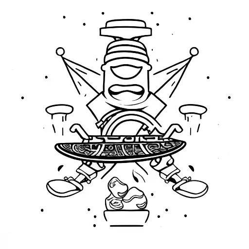 A Minimalist Tattoo Of A Skateboard With Coffee Beans As Wheels