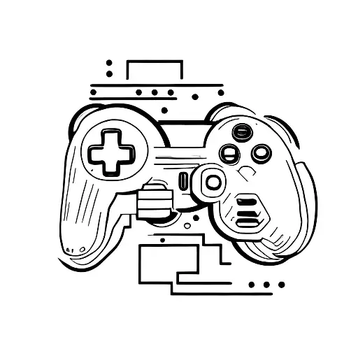 A Minimalist Tattoo Of A Video Game Controller And A Coffee Mug Combined