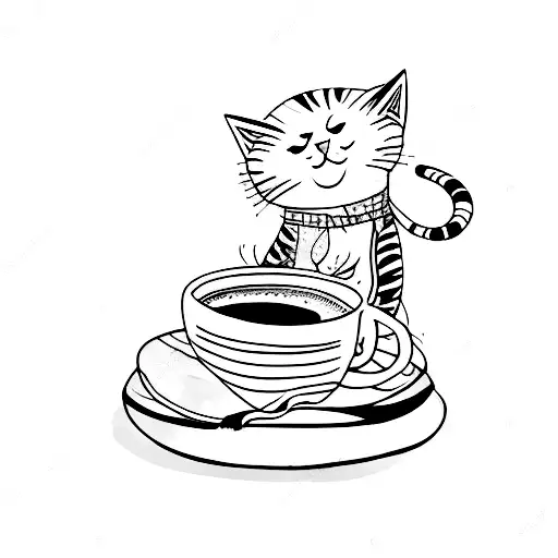 Cat Holding Coffee