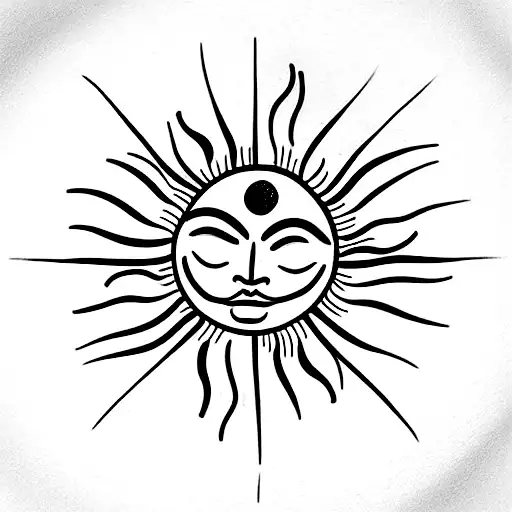 Yin And Yang With Sun And Flower