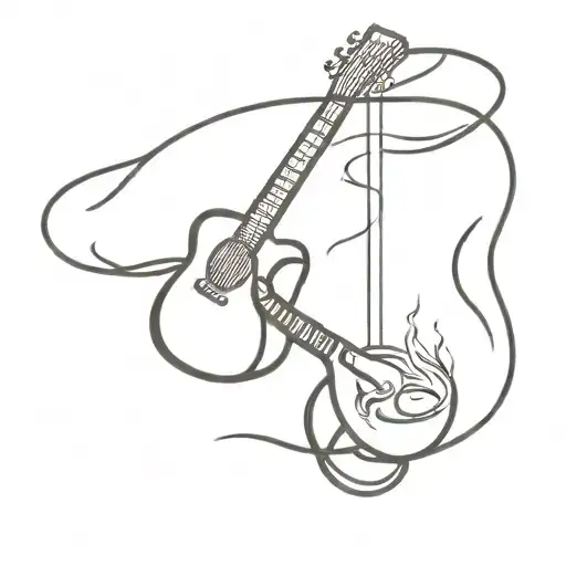 An Electric Guitar Intertwined With A Steaming Cup Of Coffee