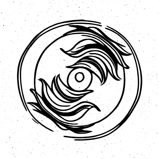 Yin And Yang With Sun And Flowers