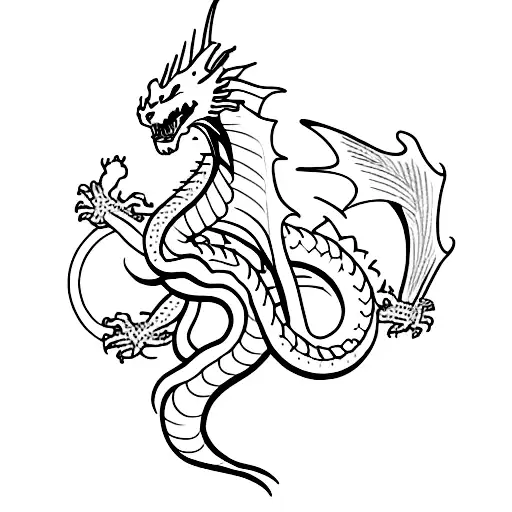 Dragon With Scrolled Wrspped Around Its Body