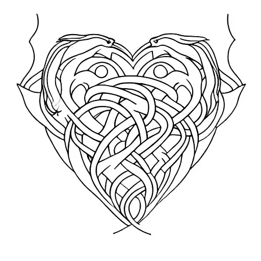 A Minimalist Tattoo Of Two Intertwined Animal Silhouettes Representing Love And Unity